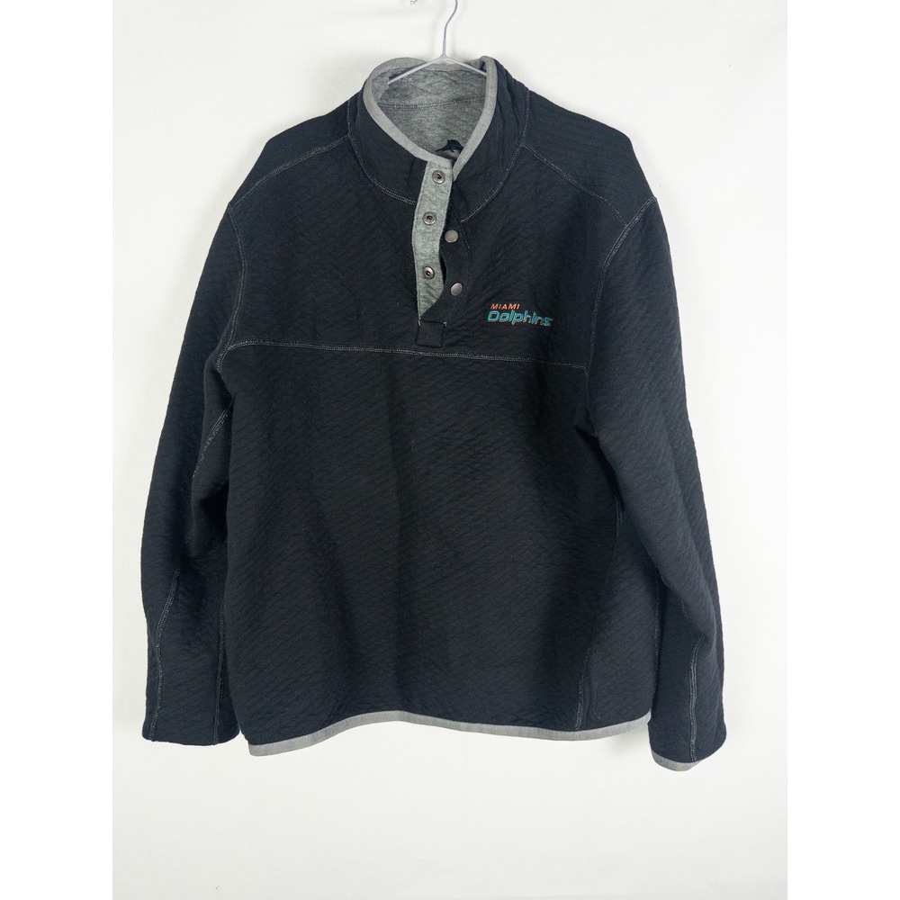 Tommy Bahama Miami Dolphins Reversible Snap Pullover Sweatshirt Mens L Gray Blac